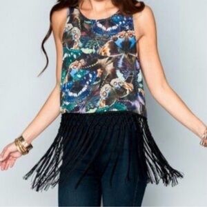 Show Me Your MuMu Vibrant Butterfly Fringe Tank Top